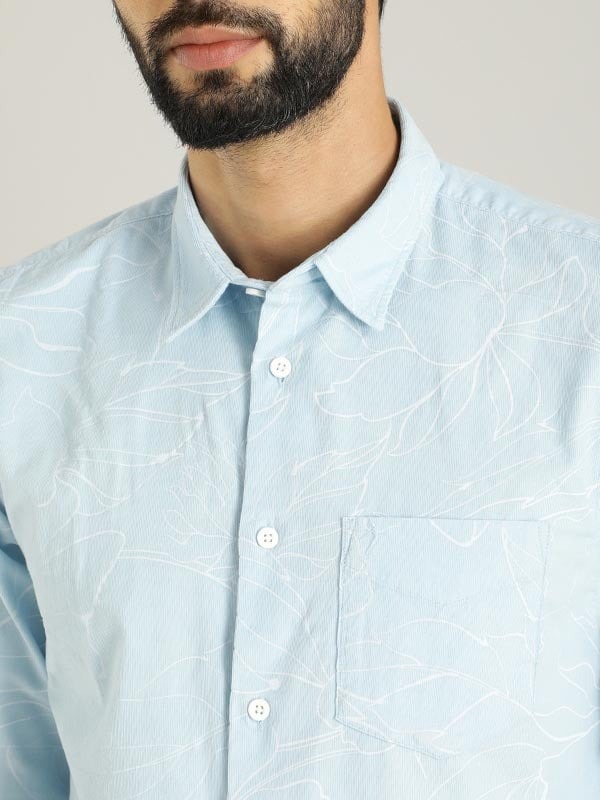 Indian Terrain Men All Over Print Blue Shirt